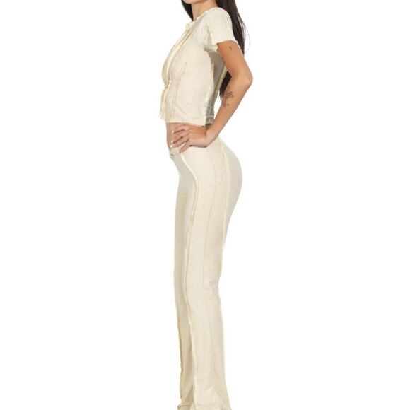 Sami Miro Vintage Asymmetric Pants in Nude – Size XL - Picture 2 of 9